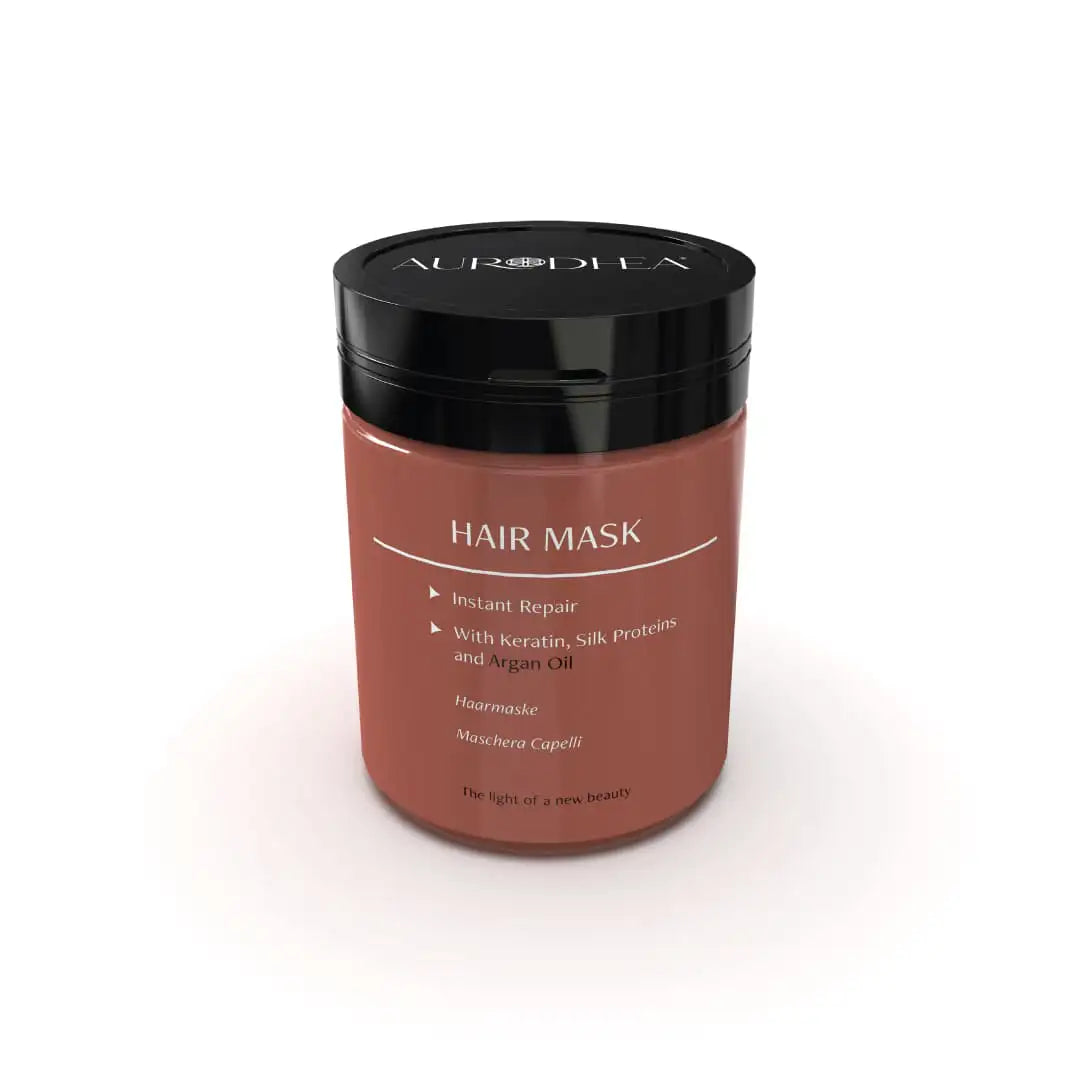 Aurodhea CAP01B Haarmaske mit Arganöl – 150 ml, reparierende Pflege mit Keratin & Seidenprotein für trockenes & geschädigtes Haar