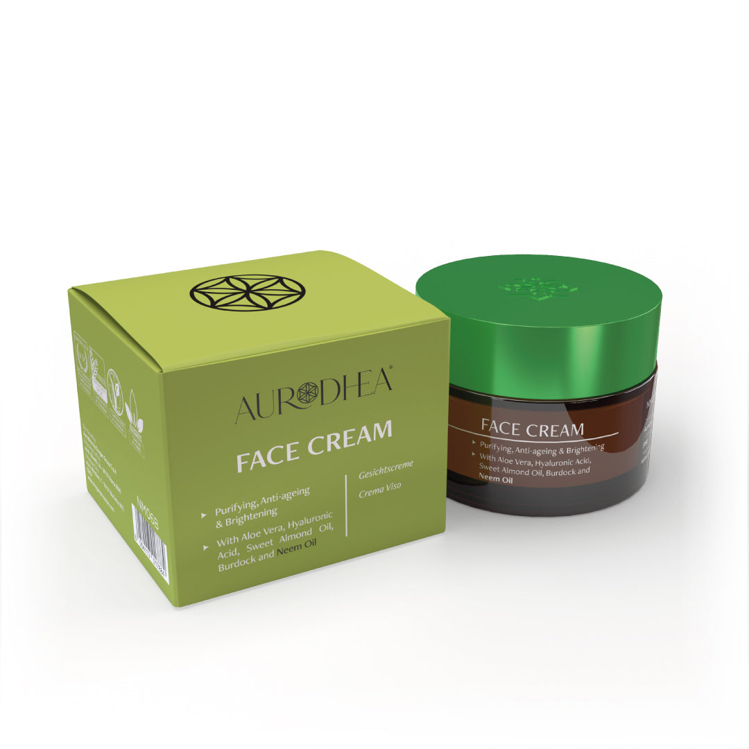 Aurodhea NM06B Gesichtscreme mit Neemöl – 50 ml, klärende Pflege für unreine, fettige & reife Haut mit Aloe Vera & Hyaluron