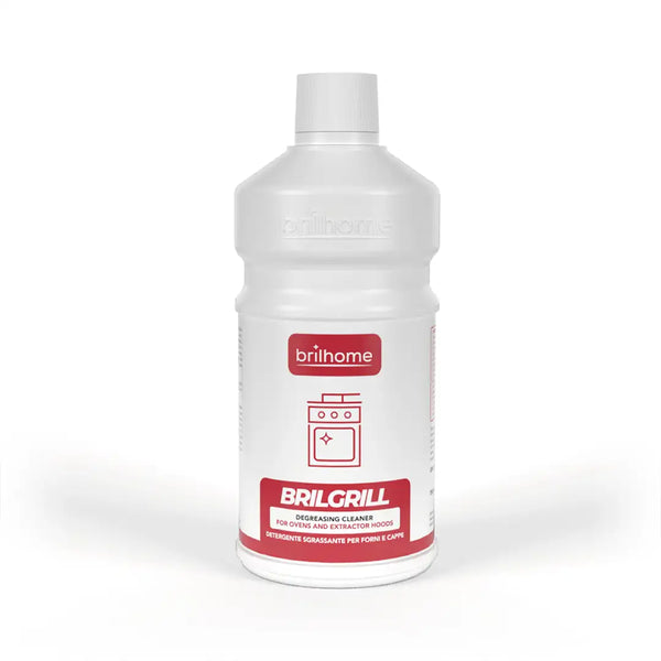 Brilhome Brilgrill BH0203 750 ml Sprühflasche, hochwirksamer alkalischer Fettreiniger für Backöfen, Grills und Dunstabzugshauben, HACCP-konform, weiße Flasche mit rotem Etikett