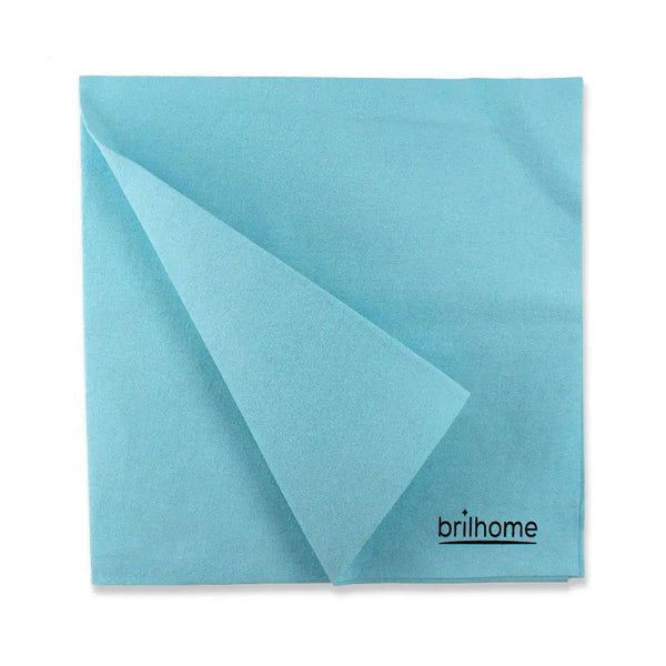 Brilhome Wilma MIC05 – Mikrofasertuch 50×50 cm für strahlenden Glanz auf Glas, Spiegel, Holz und Monitore, streifenfrei, nur mit Wasser, türkisfarbenes Mikrofasertuch gefaltet.