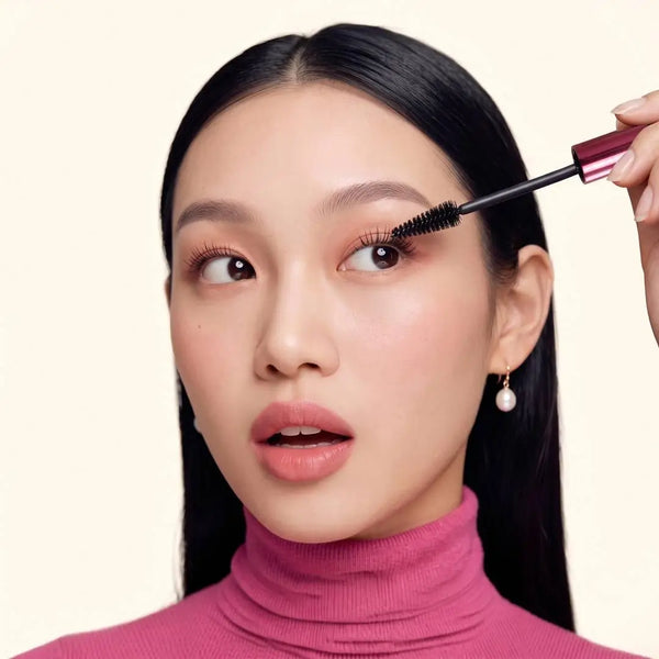 Auftragen der MoniAmori Curly Lashes Mascara mit Bürstchen