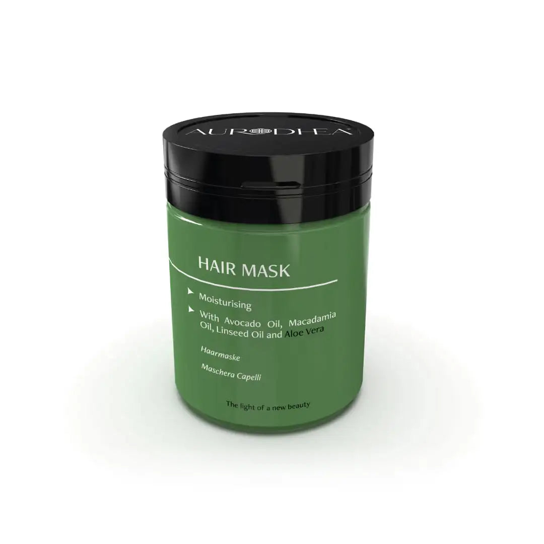 Aurodhea CAP14B Haarmaske mit Aloe Vera – 150 ml, reparierende Pflege mit Avocado-, Leinsamen- & Macadamiaöl für strapaziertes Haar