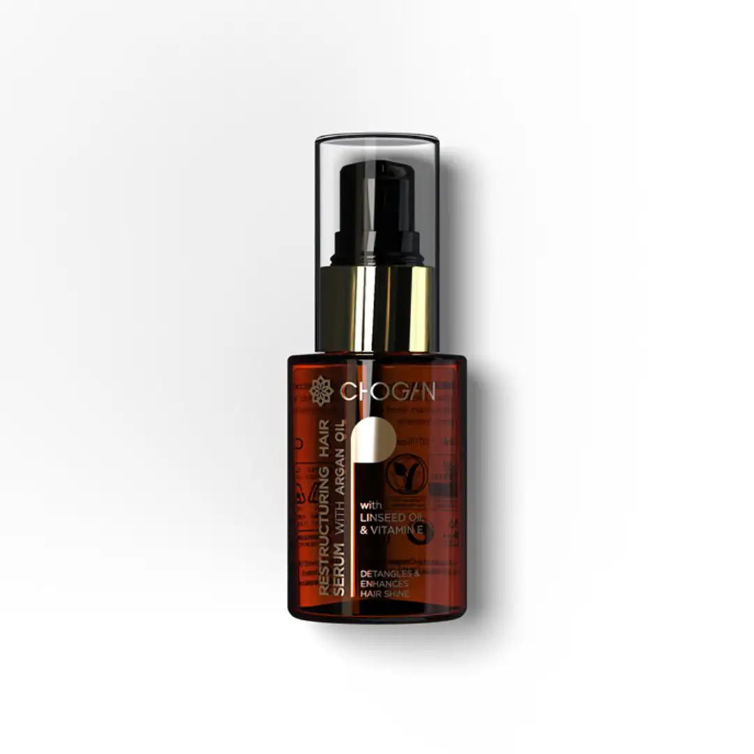 Chogan CAP25 Haarserum mit Arganöl – 30 ml, Anti-Frizz Pflege für trockenes & lockiges Haar mit Leinöl & Vitamin E