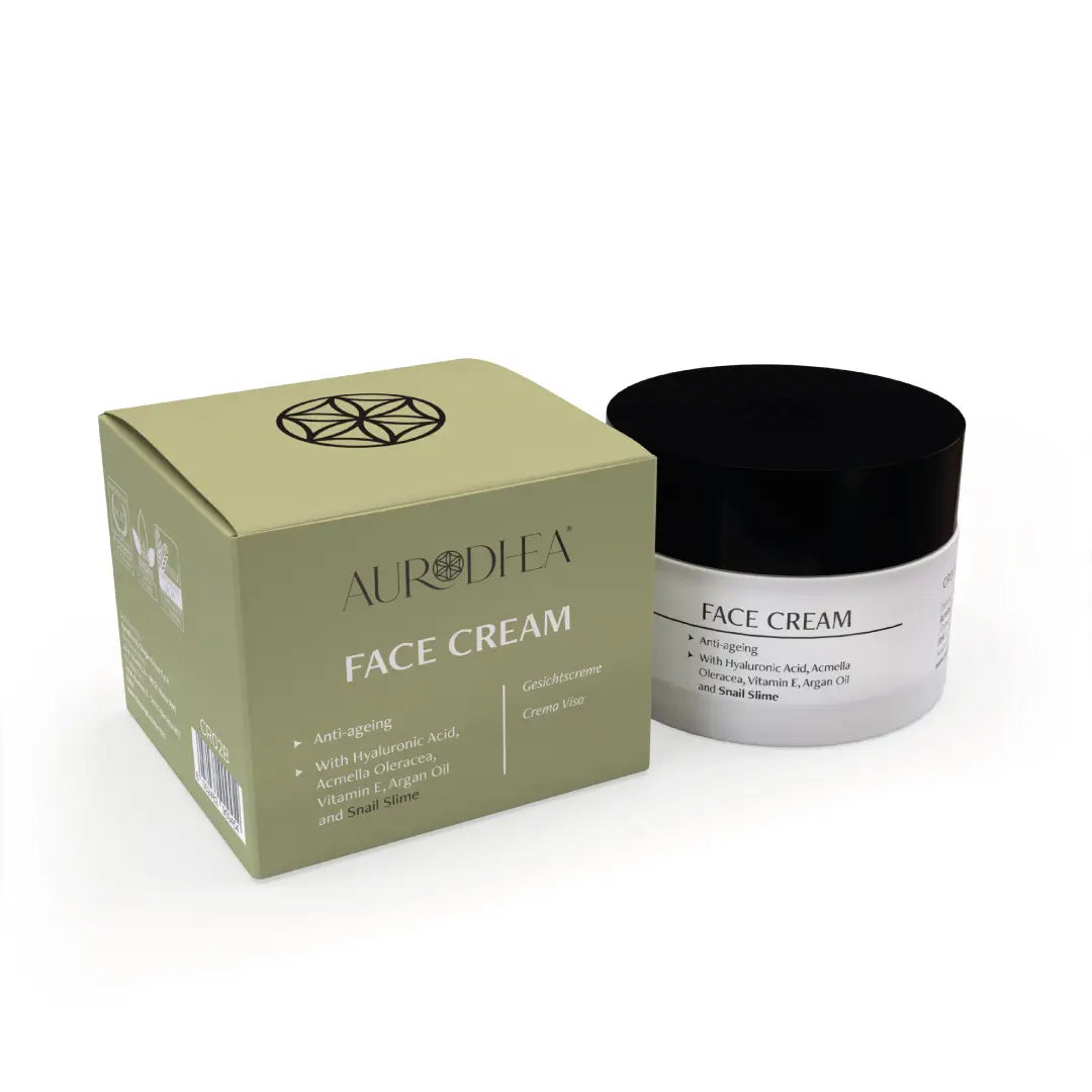 Aurodhea CR02B Anti-Age Gesichtscreme mit Schneckenschleim – 50 ml, glättende Anti-Falten-Pflege mit Hyaluron, Arganöl & Glykolsäure