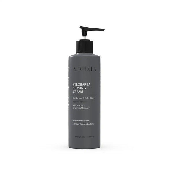 Aurodhea CRU003B Rasiercreme Velobarba – 260 ml, Rasierpflege mit Aloe Vera, Menthol & Glycerin für eine sanfte, schaumfreie Rasur