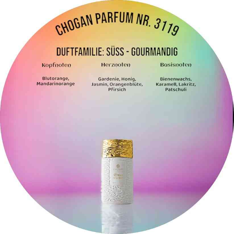  Chogan Parfum 3119 mit Noten von Blutorange, Gardenie und Patschuli