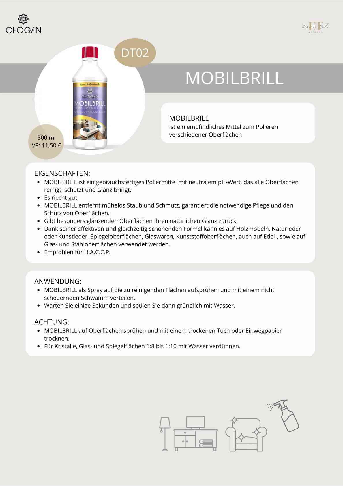 MOBILBRILL gentle multi-surface cleaner with polishing effect