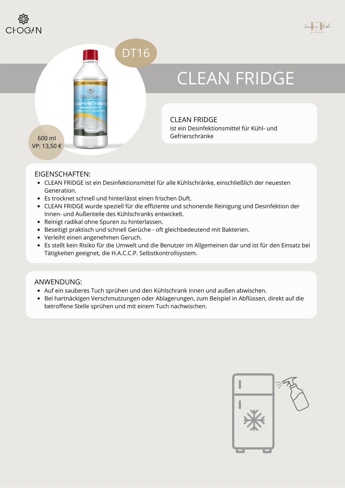 Cleanfridge – Hygienereiniger-spray Für Kühlschränke