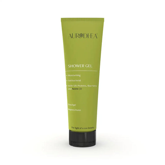 Aurodhea NM02B Duschgel mit Neemöl – 250 ml, antibakteriell & pflegend für empfindliche, trockene Haut mit Aloe Vera & Seidenprotein