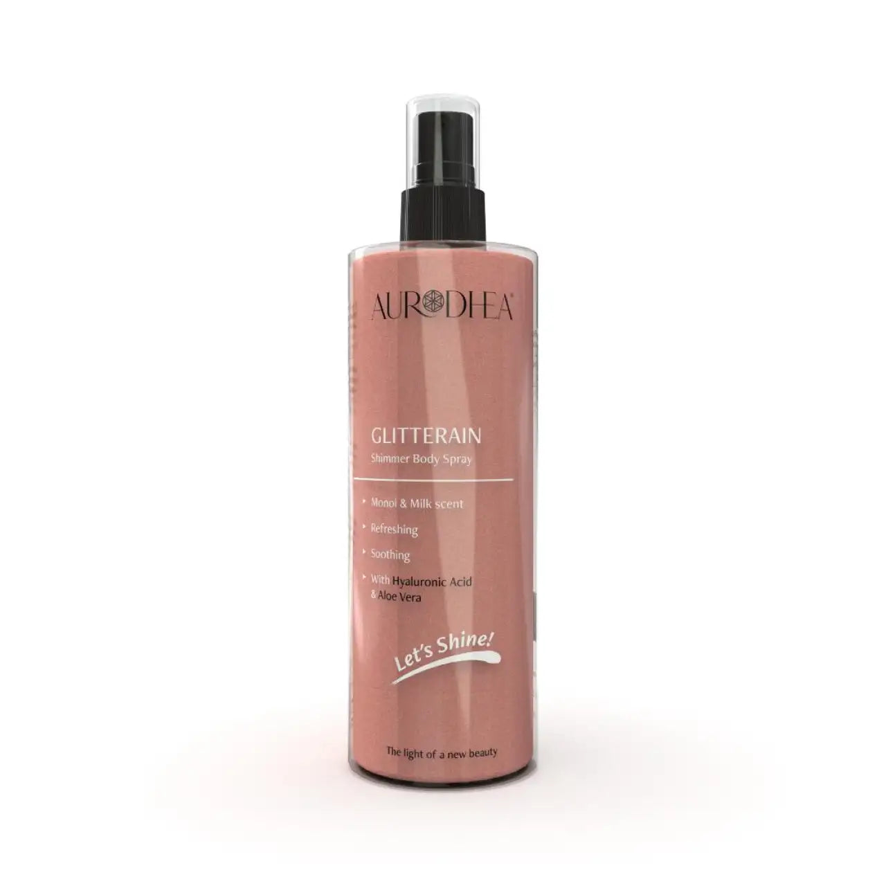 Aurodhea SOL21 Glitterain Body Spray – 150 ml, mit goldenem Schimmer & Monoi-Milch-Duft, pflegend & feuchtigkeitsspendend für strahlende Haut