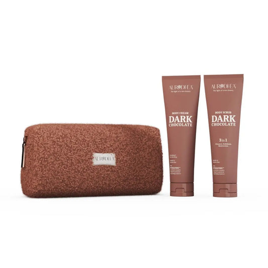 Aurodhea Körperpflege-Set Dark Chocolate – luxuriöses Pflegeset mit HYDRACORE, Schokoladenduft & Mandelöl – für geschmeidige Haut