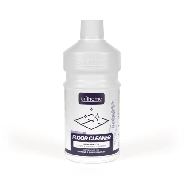 Brilhome Floor Cleaner BH0207 Lavender Spirit – 750 ml Reiniger-Konzentrat für alle Böden, Stein & Marmor mit Carnaubawachs-Formel, weiße Flasche mit dunklem Etikett.