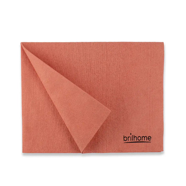 Brilhome Lucy MIC04 – Mikrofasertuch 40×50 cm für perfekte Trocknung aller Oberflächen, streifenfrei, fusselfrei, für Edelstahl, Armaturen und Holzmöbel, terrakottafarbenes Mikrofasertuch gefaltet.