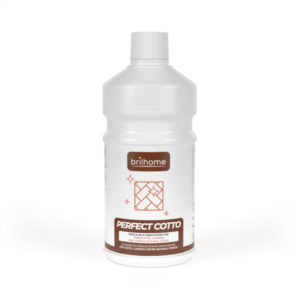 Brilhome Perfect Cotto BH0209 – 750 ml Reiniger-Konzentrat für Cotto, Klinker & porösen Naturstein, weiße Flasche mit braunem Etikett, entfernt Kalk & Zementschleier.