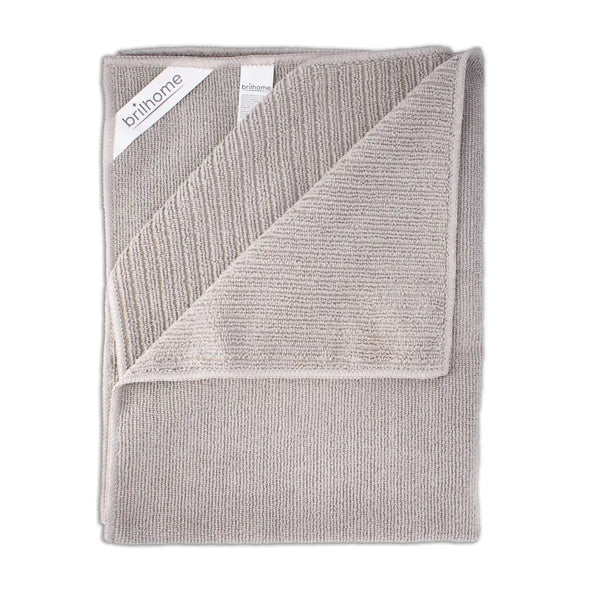 Brilhome Susy MIC06 – Mikrofasertuch für Parkett- und Laminatböden, beidseitig (glatt und geriffelt), antistatisch, streifenfrei, fussellos, gefaltetes graues Tuch.