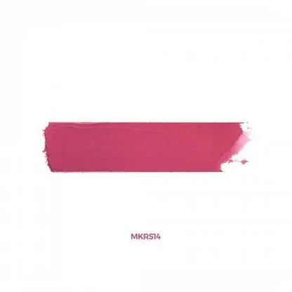 Textur-Swatch Chogan Glossy Lipstick Candy Pink MKRS14 – glänzende cremige Konsistenz in leuchtendem Pink