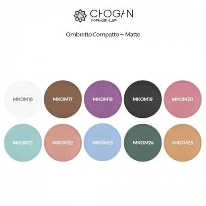 Chogan MATTE Kompakt-Lidschatten Farbpalette Übersicht mit der Farbe Black MKOM19