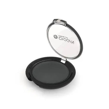 Chogan MATTE Kompakt-Lidschatten Black MKOM19 geöffnete Dose mit dunkelgrauem/anthrazitfarbenem Lidschatten