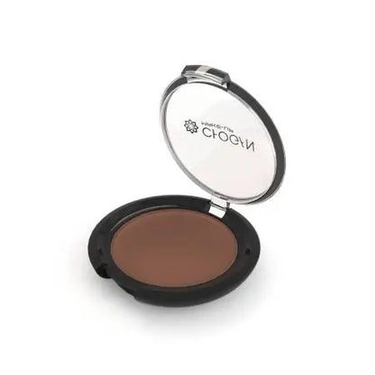 Chogan MATTE Kompakt-Lidschatten Chocolate MKOM17 geöffnete Dose mit braunem/taupefarbenem Lidschatten