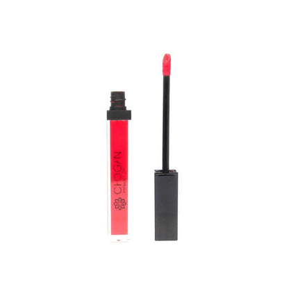 Chogan Matter Flüssiger Lippenstift Coral Red MKLIP38 – geöffneter Flakon mit Applikator