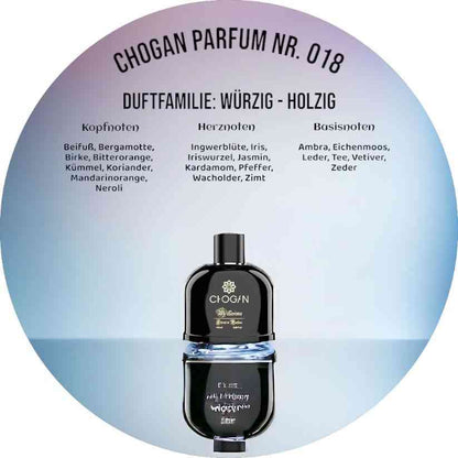 Chogan Parfum 018 - maskuliner Duft mit frischen, würzigen und holzigen Noten, ideal für den modernen Mann.