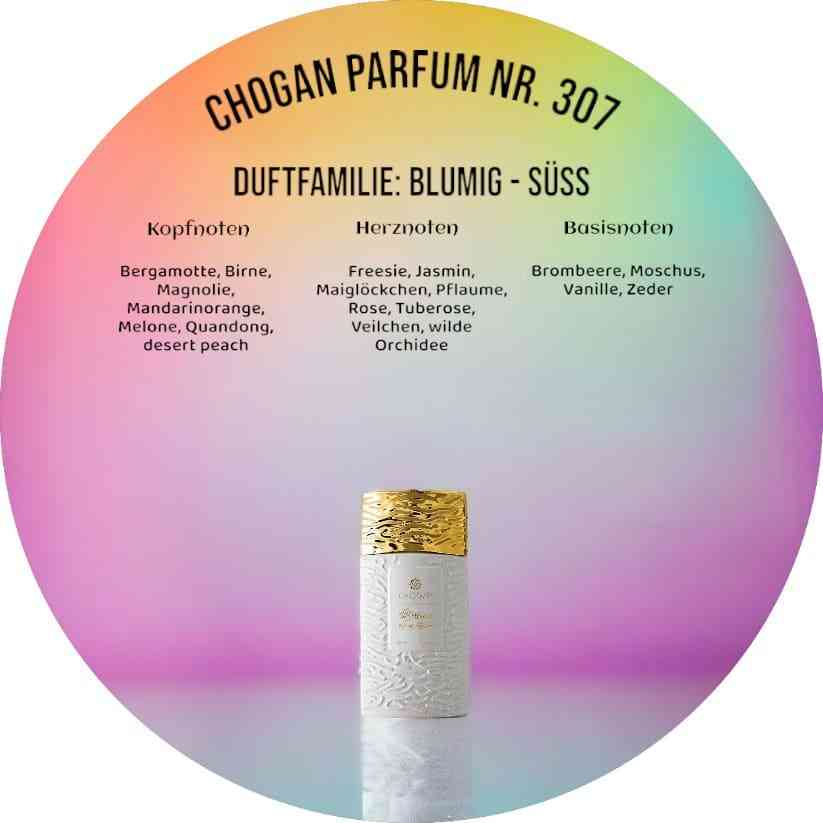 Chogan Parfum 307 - Opulenter Damenduft mit Noten von Bergamotte, Rose, Tuberose, Brombeere und Vanille