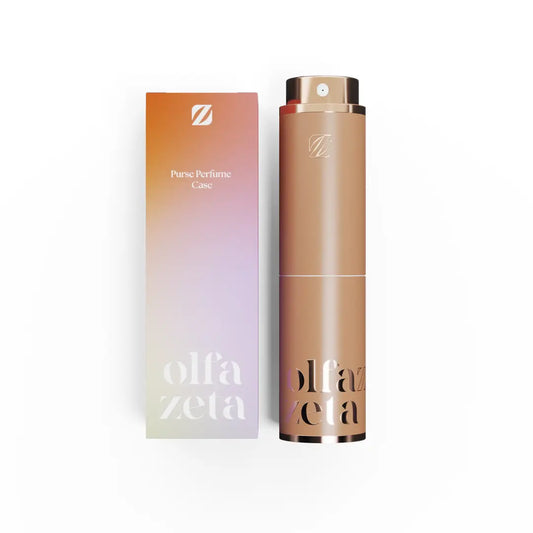 Parfüm-Taschenetui Modern Orange von Olfazeta mit farbiger Verpackung in Frontansicht