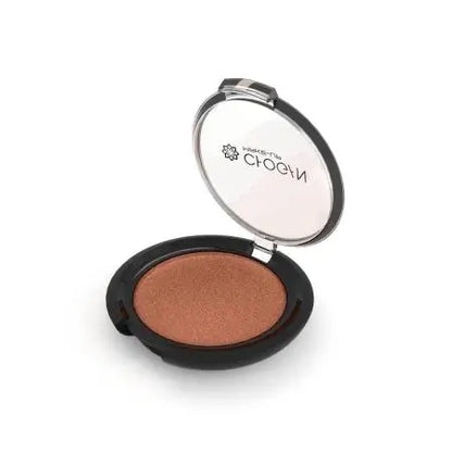 Chogan SHIMMER Kompakt-Lidschatten Copper MKOM13 geöffnete Dose mit rotbraunem/kupferfarbenem Lidschatten