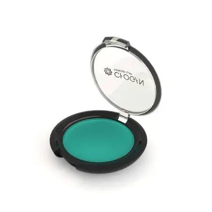 Chogan SHINY Kompakt-Lidschatten Teal MKOM32 geöffnete Dose mit türkis-mintfarbenem Lidschatten