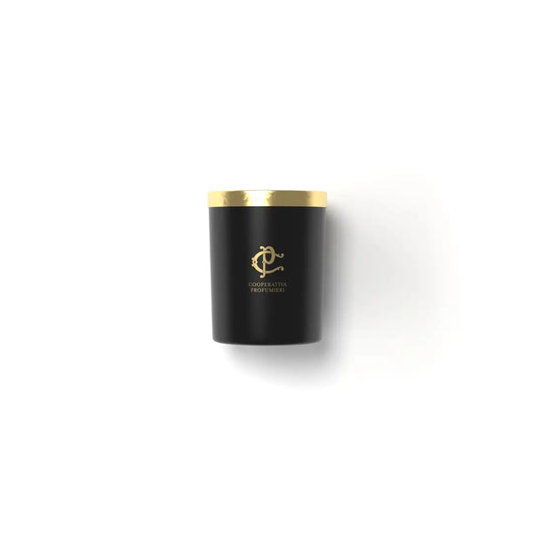 Cooperativa Profumieri MUSKÉ White Musk Duftkerze in 190 g mit schwarzem Gefäß und goldenem Deckel