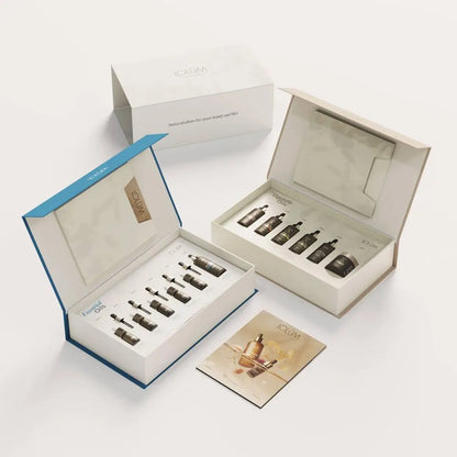 Lolûm Kit LOLSET03 – Geöffnete Boxen mit ätherischen Ölen und Pflanzenölmischungen