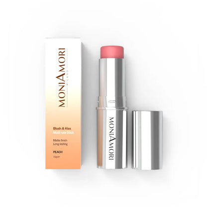 MoniAmori MM041 Blush & Kiss Multi-Use Stick in Peach – 7g, vegan, mattes Finish, langanhaltend, mit Verpackung