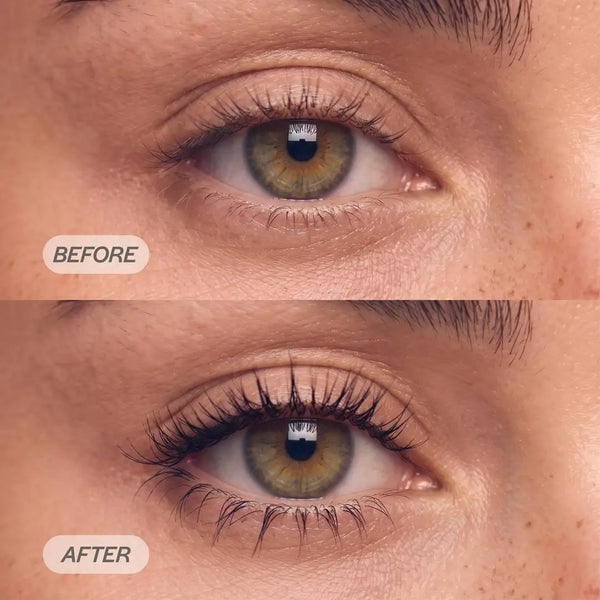Vorher-Nachher-Beispiel getuschter Wimpern