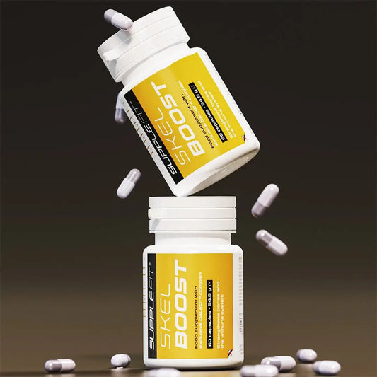 Produktansicht von Skelboost – Vitamin D3 + K2 + Calcium in pflanzlicher Kapsel