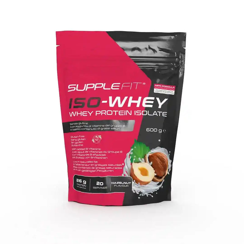 SuppleFit Iso-Whey SU0119 – Eiweißpulver Haselnuss für Muskelaufbau & Regeneration, 20 x 30 g Beutel