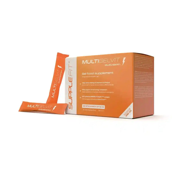 Supplefit MultiGelVit INTB026 – Verpackung mit 30 Gel-Sticks für eine umfassende Vitaminversorgung und mehr Energie, mit IPERVITAMY™ Formel