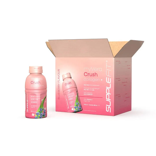 Supplefit MyVera Crush Collagen+ INTA001 – 6er-Pack Box mit Flaschen für Haut, Haare und Nägel.