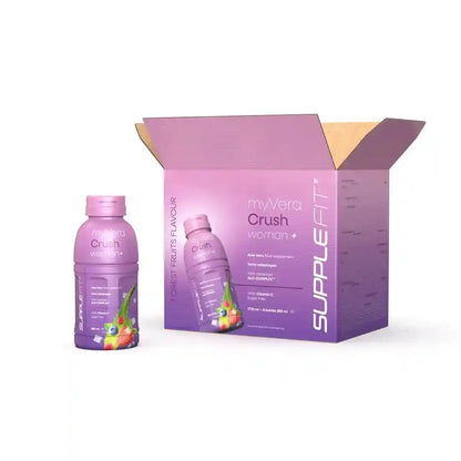 Supplefit MyVera Crush Woman+ INTA004 – 12er-Pack Box mit einer Flasche des Drinks für weibliche Hormonbalance und Energie.
