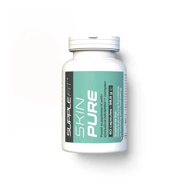 Supplefit Skinpure INTB048 – Freigestellte Produkt-Dose mit 60 Kapseln für reine Haut und Detox.