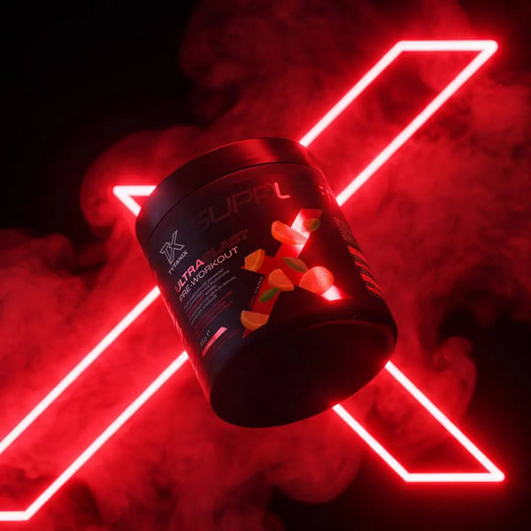 Supplefit ULTRABLAST INTS002 Pre-Workout-Sportnahrung mit roter Lichtkulisse