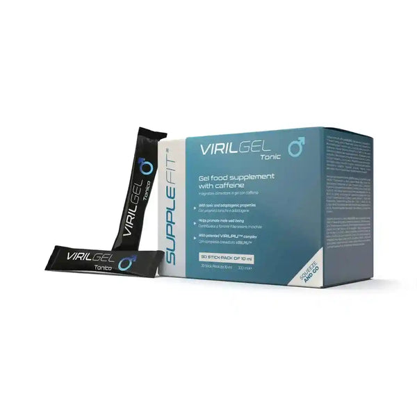 Virilgel INTB033 – Tonisierendes Nahrungsergänzungsmittel für Männer, 30 Gelsticks mit Maca, Mate & Kakao